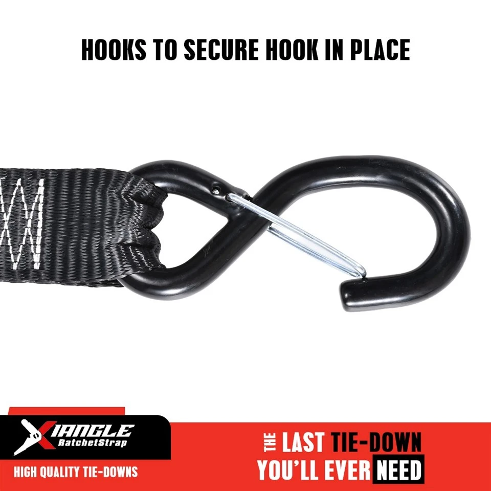 1.5 Inch Motorcycle Cam Buckle Tie Downs With S-Locking Hook, 1200lbs. BS factory